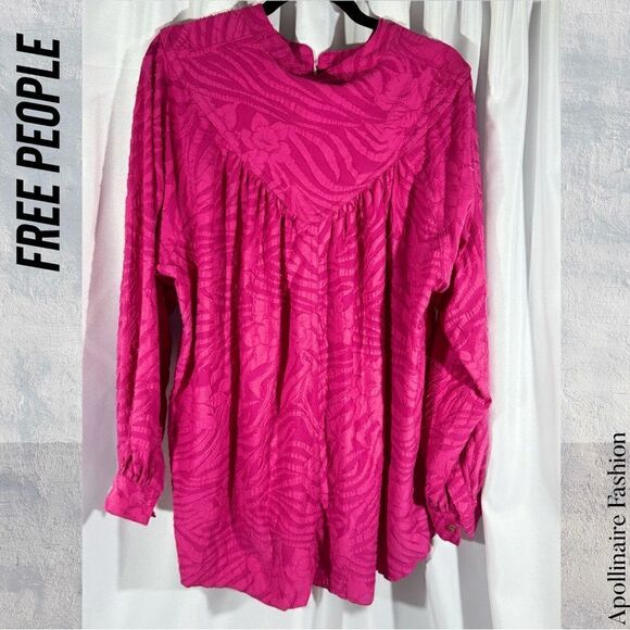 FREE PEOPLE CAN’T STOP DREAMING TUNIC OVERSIZED IN HOT PINK SMALL NWOT - Picture 6 of 6